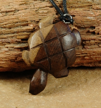 Afrika Halskette / Kette mit Holz Anhänger - Schildkröte